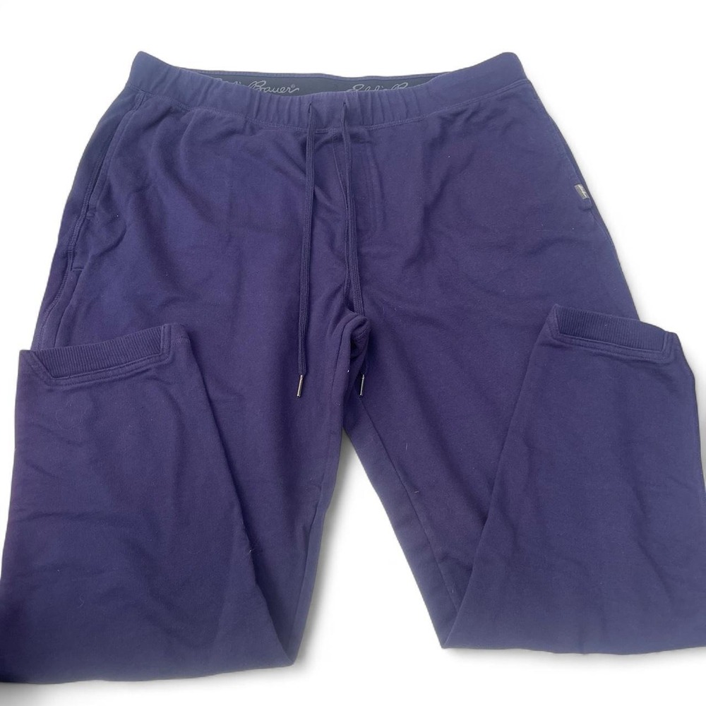 Eddie Bauer Mens Sleepwear Joggers Navy Blue Fleece Lined Lounge Pants XL